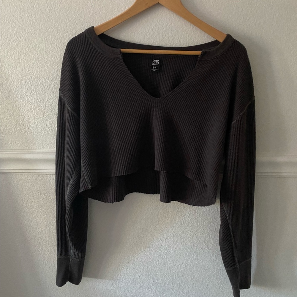 Urban Outfitters Grey Long Sleeve Crop Top